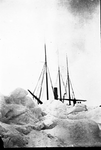 Image of The ROOSEVELT (?) moored beyond ice